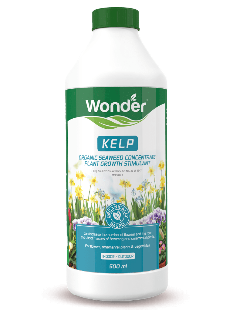 Bottle of Wonder Kelp 500ml plant growth stimulant for indoor and outdoor use
