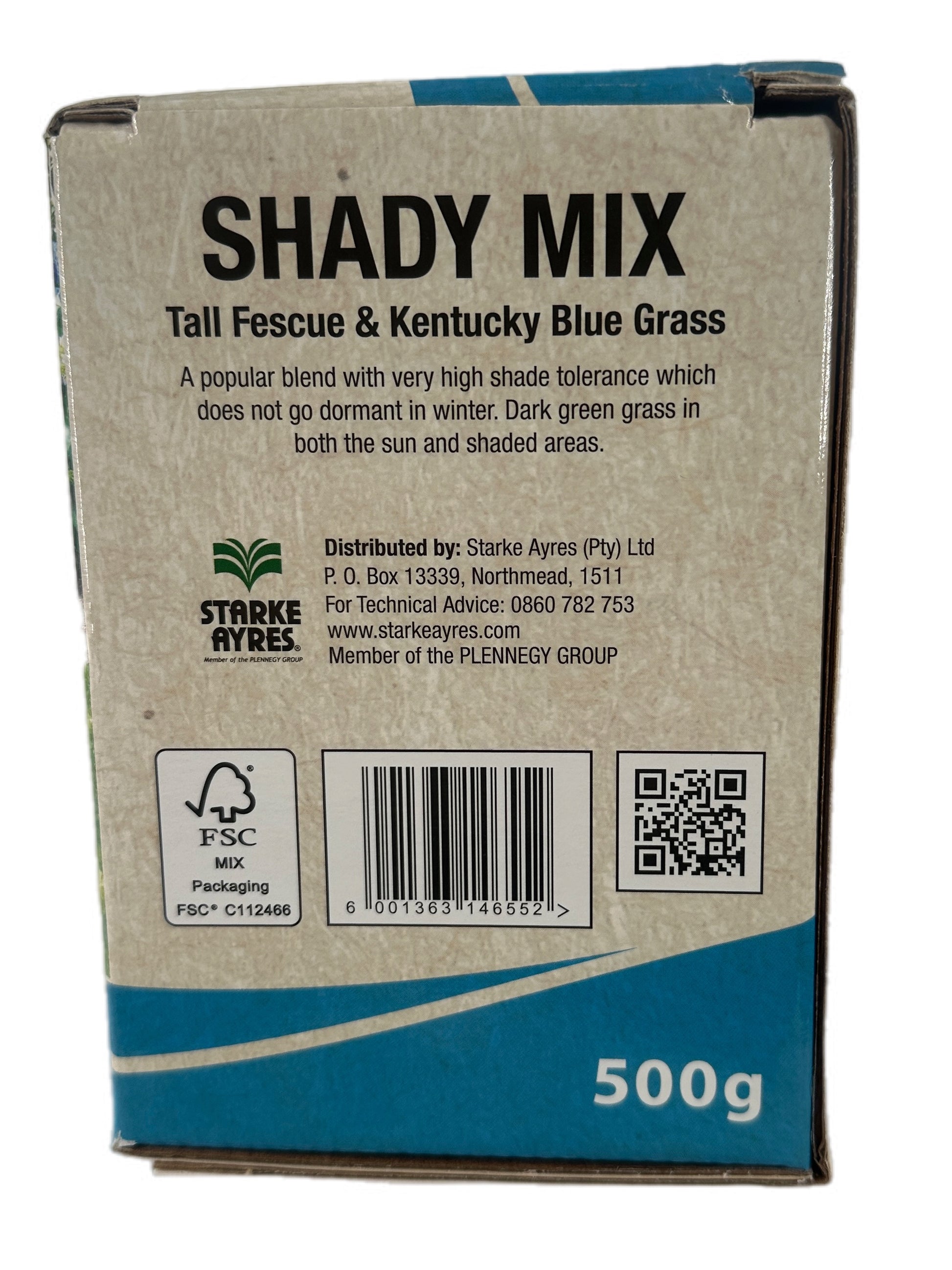 Shady Mix rear side with distributor info, barcode, and branding.