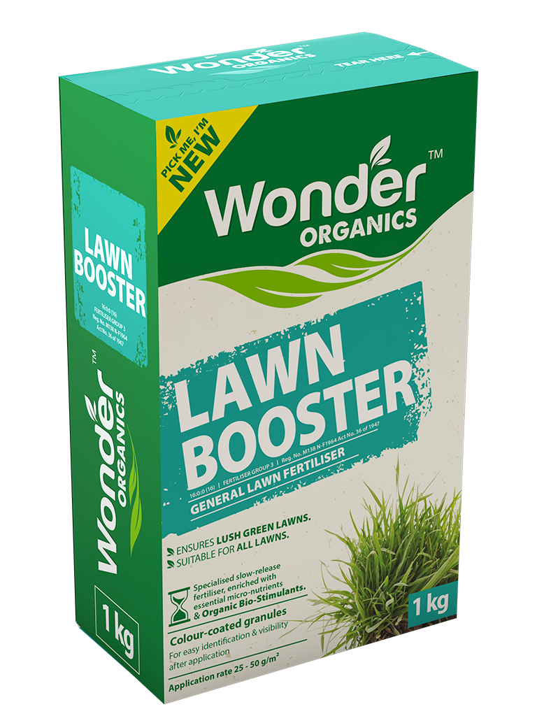 Wonder Organics Lawn Booster – 1kg general lawn fertiliser for lush, green lawns